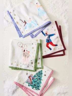 Anthropologie New York City Ballet Nutcracker Napkins Set of 4